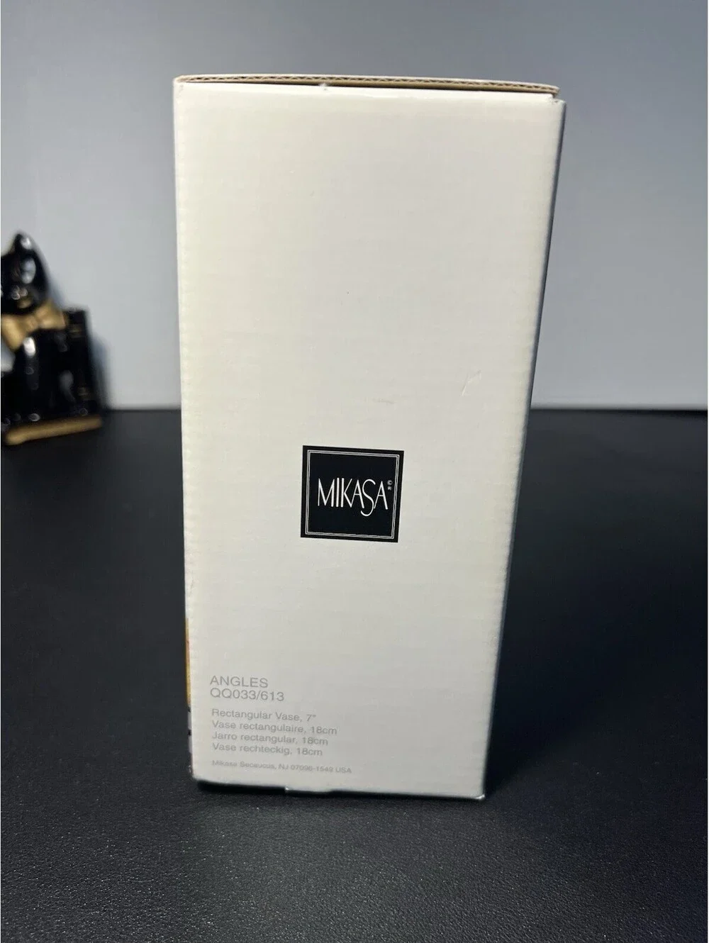 NIB Mikasa Japan 1999 Rectangular Vase Angles Cut Glass Crystal, 4x3x7
